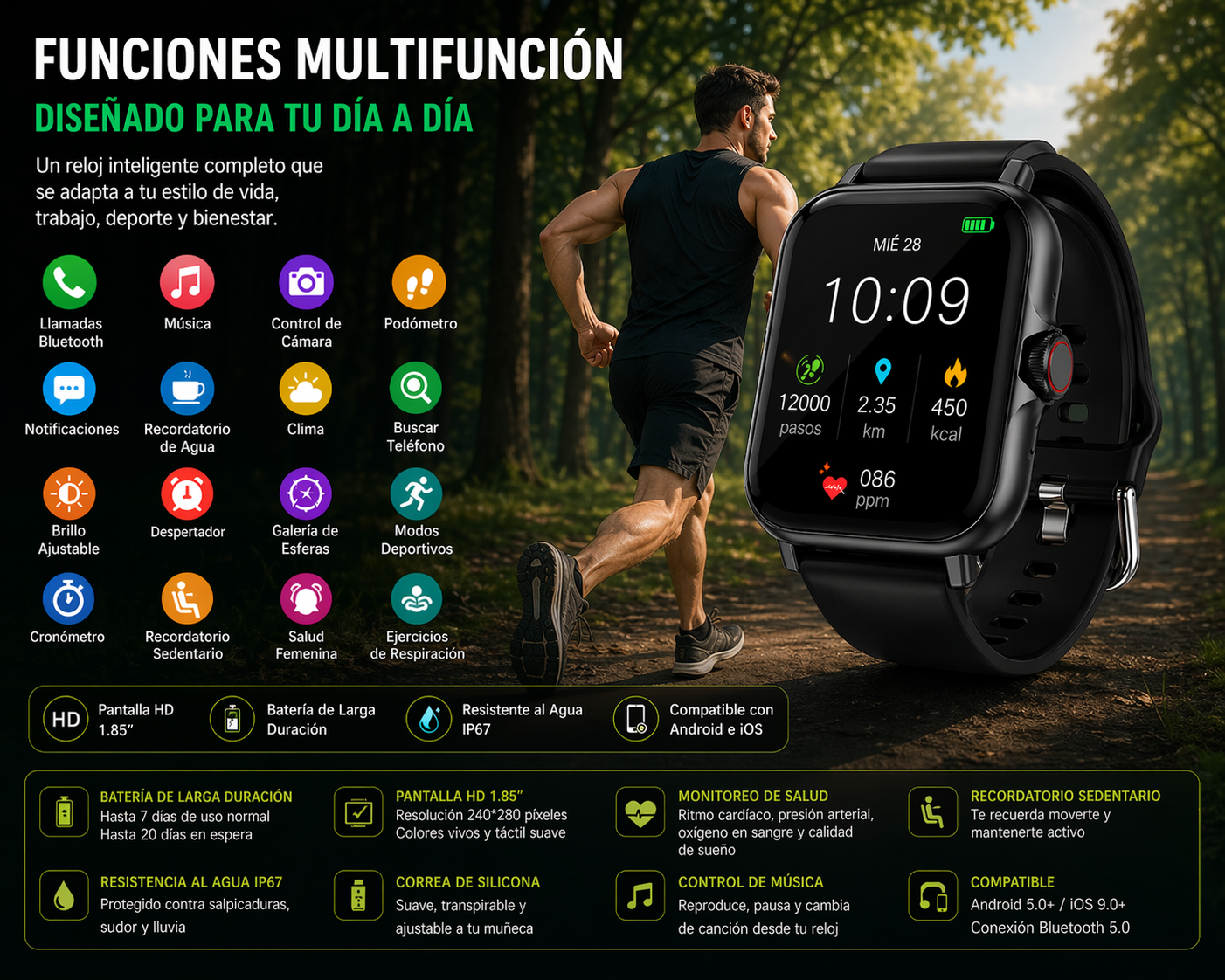 Smartwatch Deportivo/Pantalla HD/Llamadas