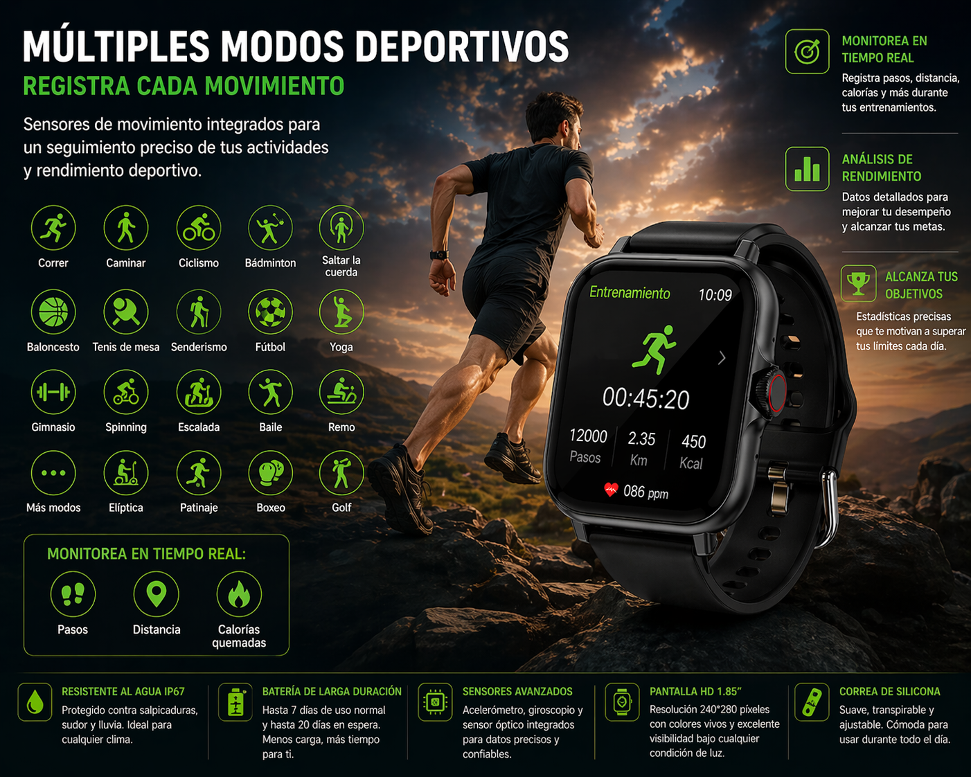 Smartwatch Deportivo/Pantalla HD/Llamadas